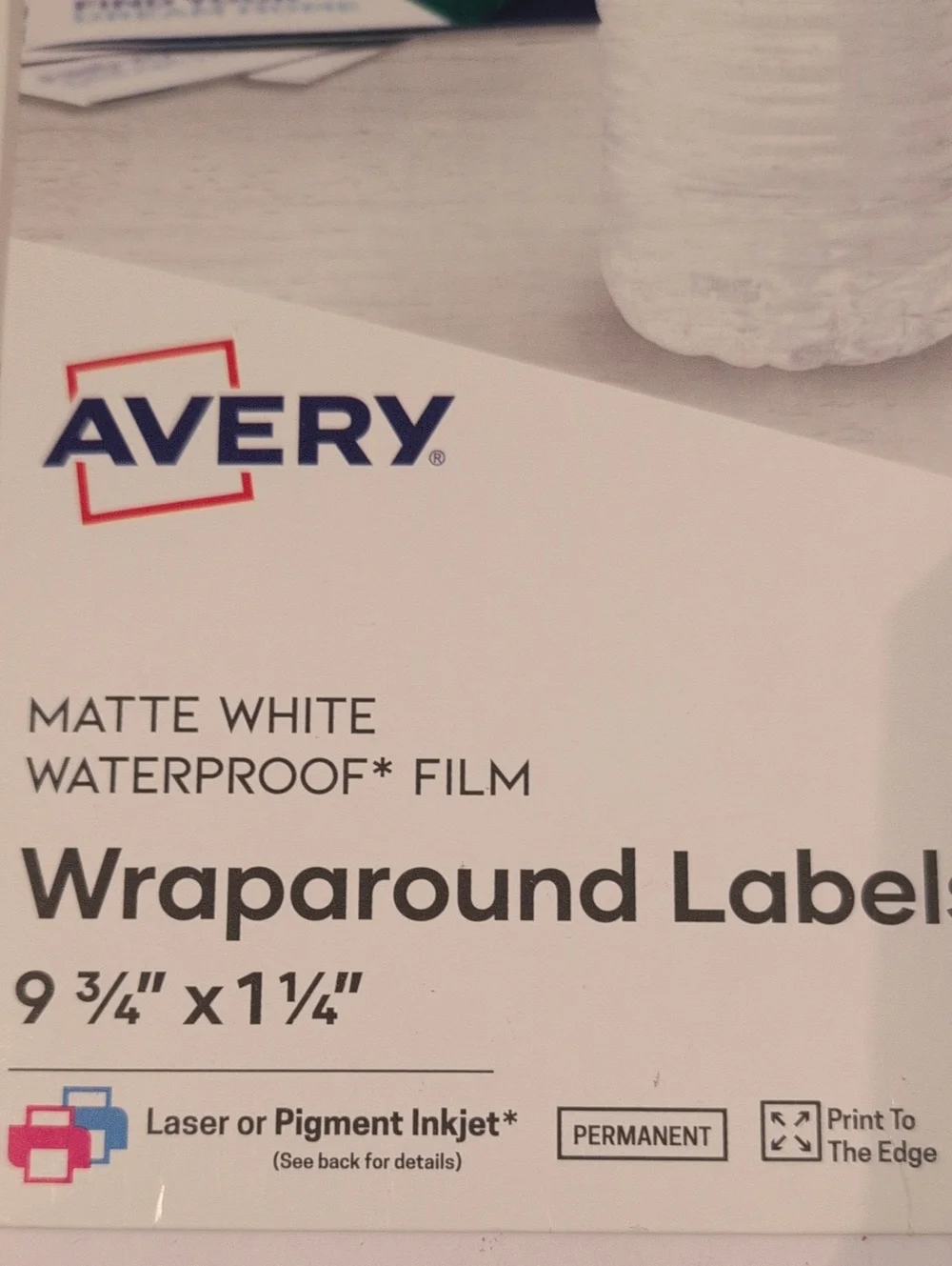 Avery Matte White Waterproof Wraparound Labels 2 Pack 9 3/4 X 1 1/4